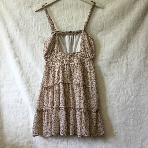 Trixxi Tan Floral-Print Chiffon Tiered Fit & Flare Dress - Picture 8 of 12